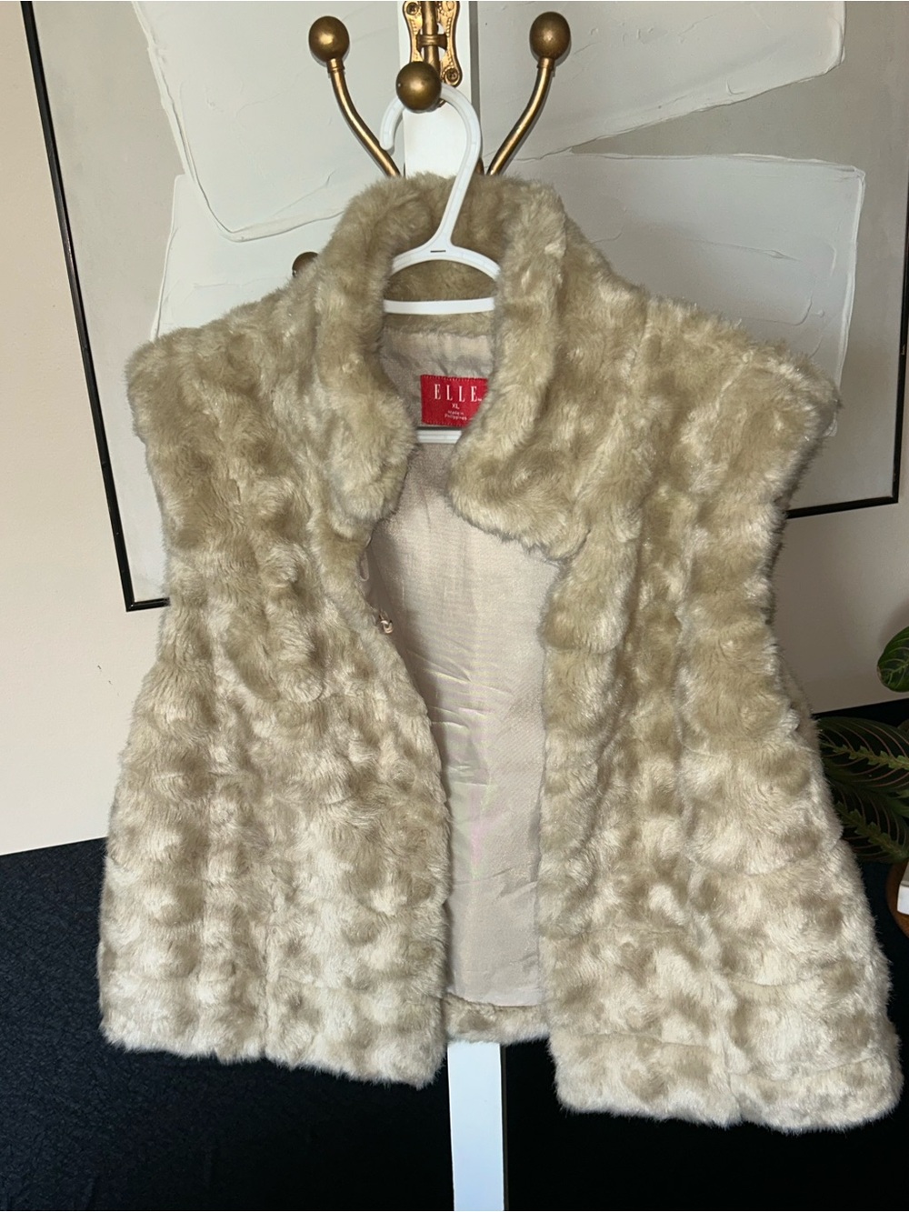 ELLE Faux Fur Vest in Light Beige
